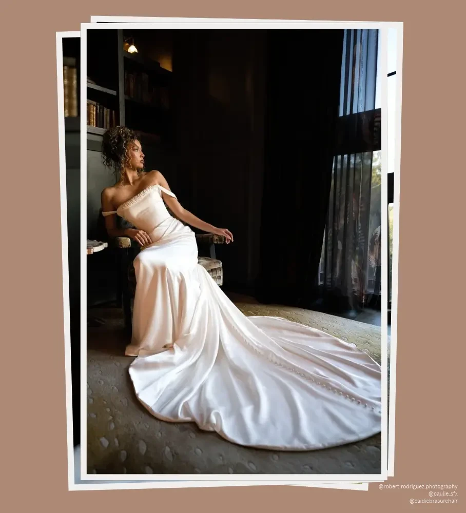 Photo of the model wearing bridal gown