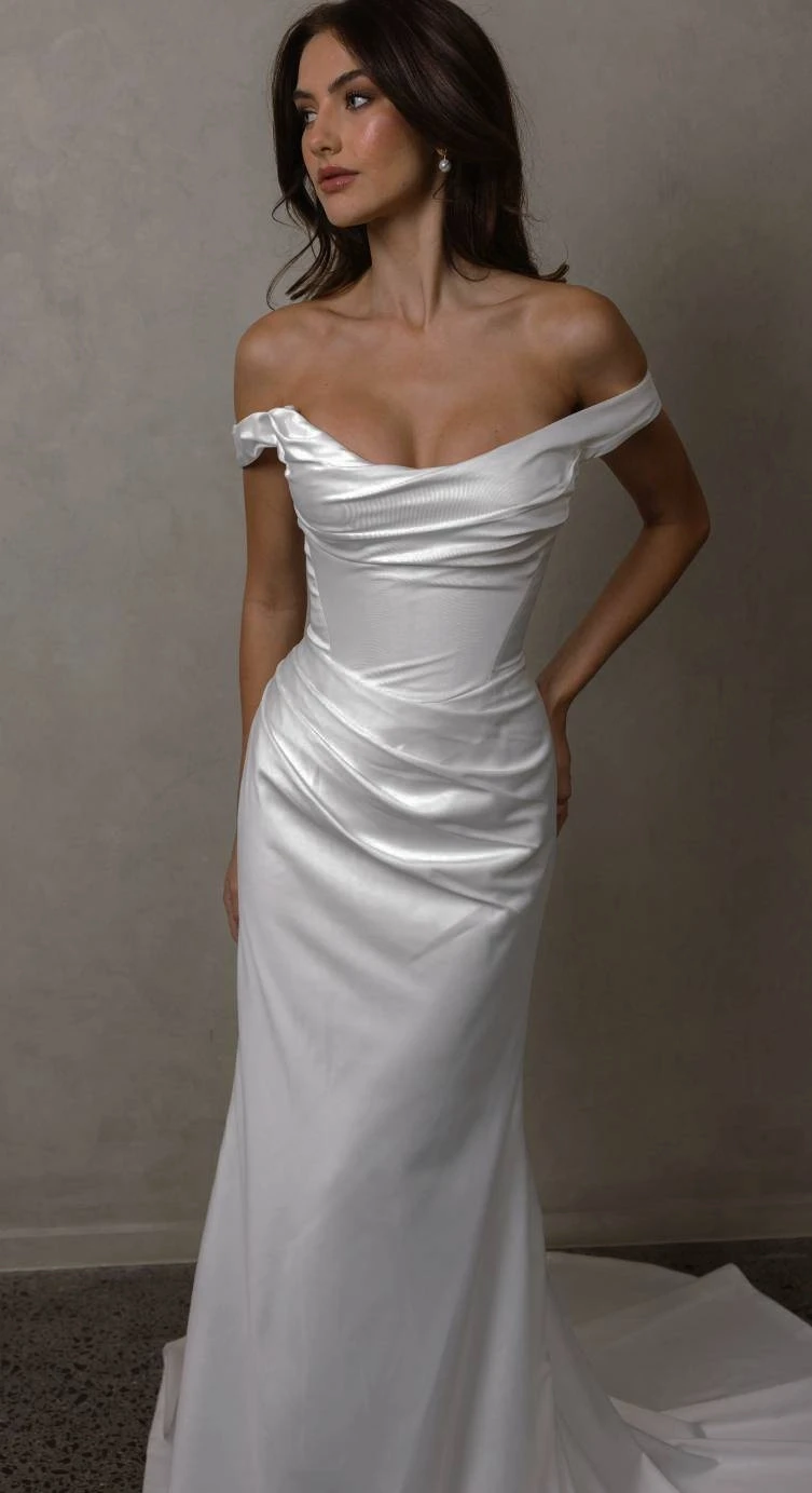 Model wearing an exclusive white gown #2