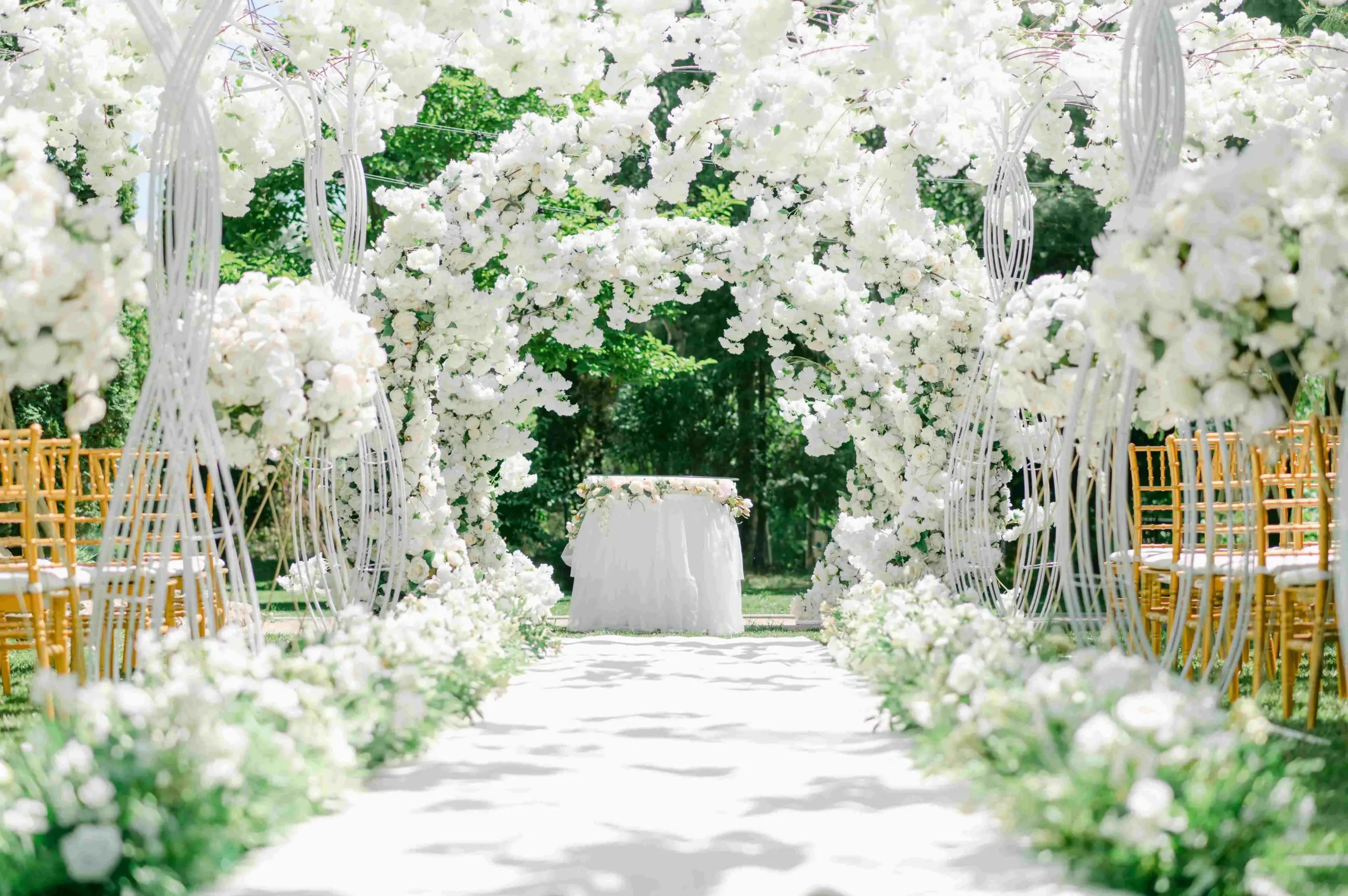 image shows a beautiful outdoor wedding venue